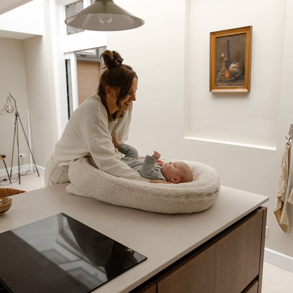 Teddy Baby Nest in Tan – Comfortable Infant Nest with Foam Mattress for Cribs, Strollers, and Outdoor Use 7