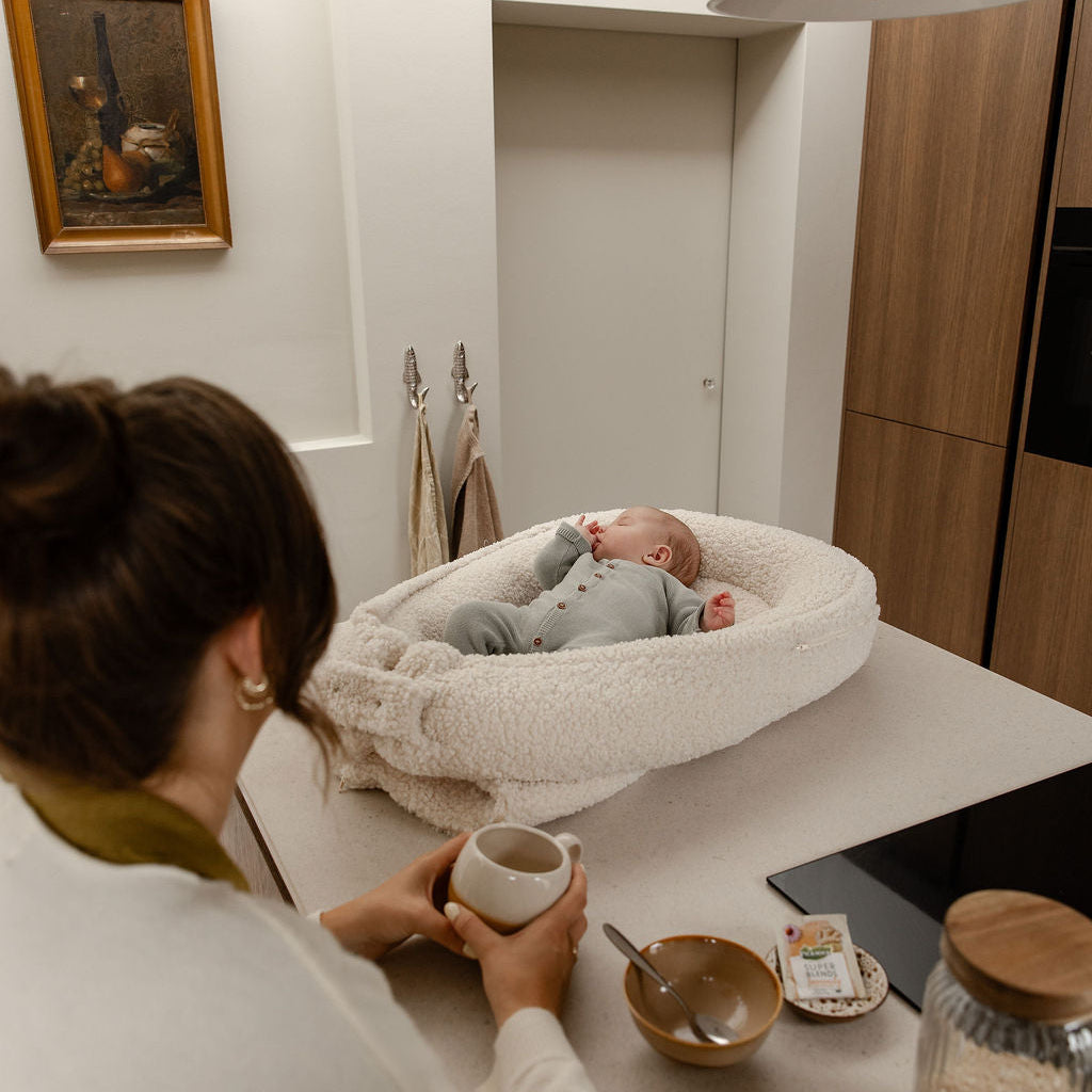 Teddy Baby Nest in Tan – Comfortable Infant Nest with Foam Mattress for Cribs, Strollers, and Outdoor Use 8