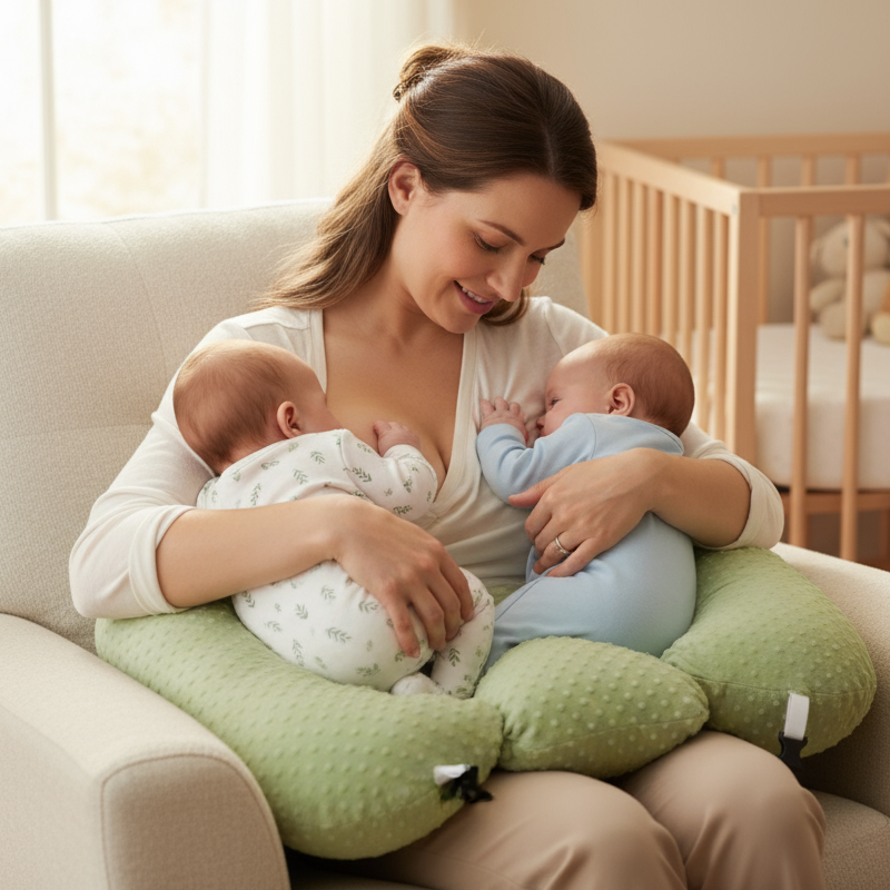Twin Nursing Pillow for Breastfeeding and Bottle Feeding - Ergonomic Cotton Support for Comfort and Convenience 8