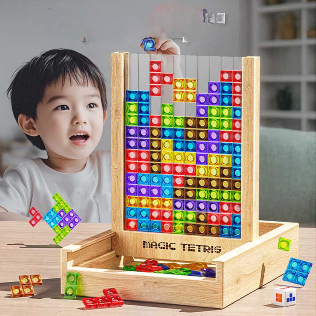 Wooden Tetris Game for Kids and Families – Eco-Friendly Wooden Board Game for Skill Development and Creative Fun 0