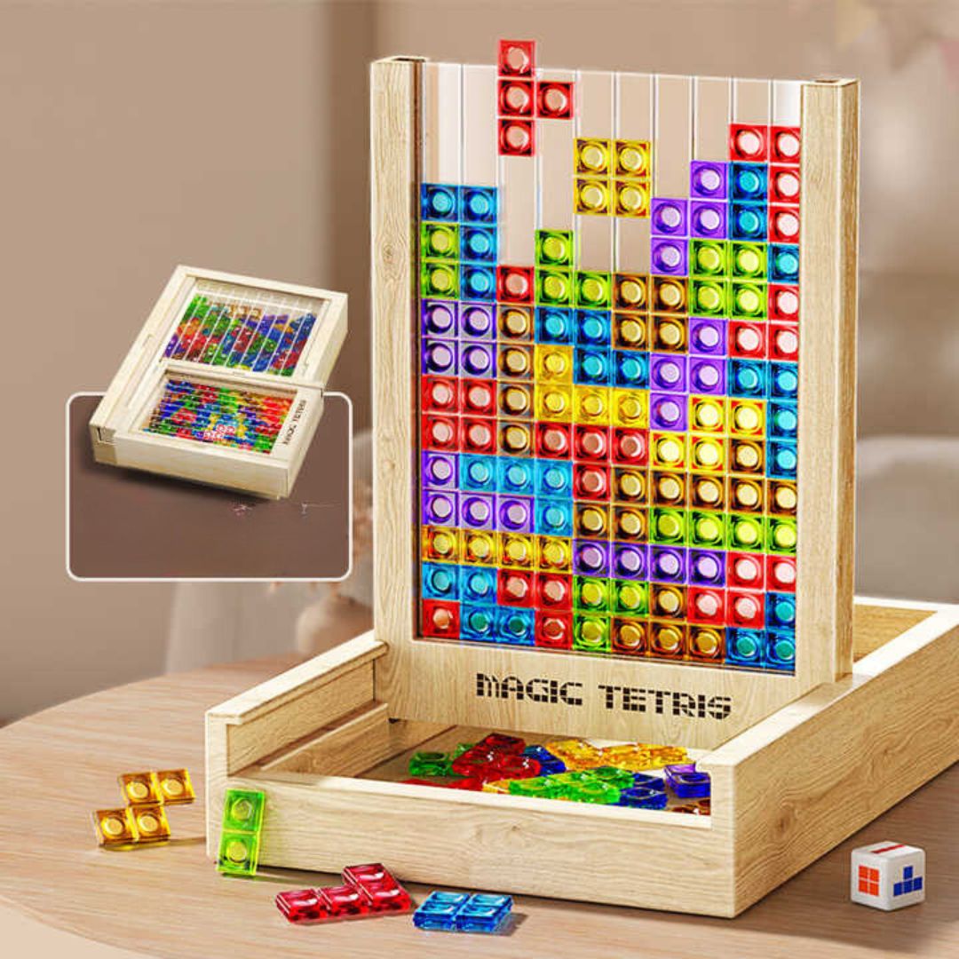 Wooden Tetris Game for Kids and Families – Eco-Friendly Wooden Board Game for Skill Development and Creative Fun 2