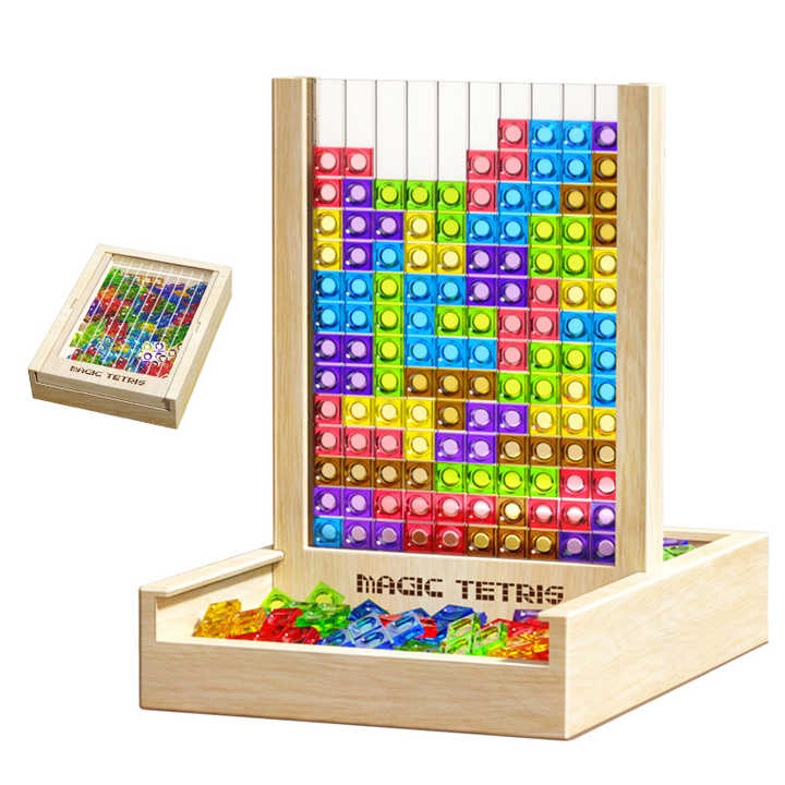 Wooden Tetris Game for Kids and Families – Eco-Friendly Wooden Board Game for Skill Development and Creative Fun 4